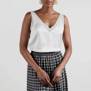 Ted Baker London Women’s Lilyane Mesh Trim Silky White Tank Size 1
